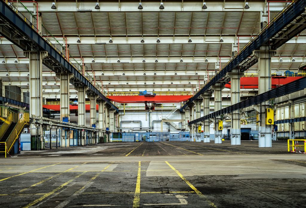 This industrial environment could benefit from a low profile scissor lift.